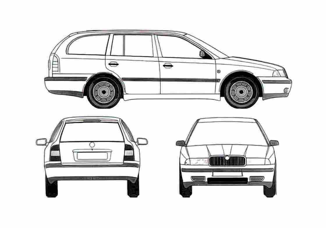 Blueprint Skoda Octavia SI Combi Wagon 1996 A4 Photo Print