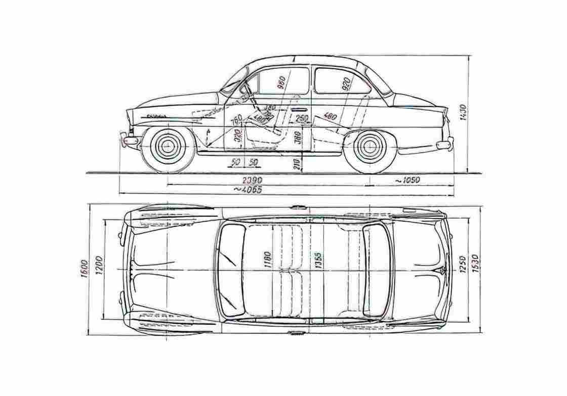 Blueprint Skoda Octavia Sedan 1962 A4 Photo Print