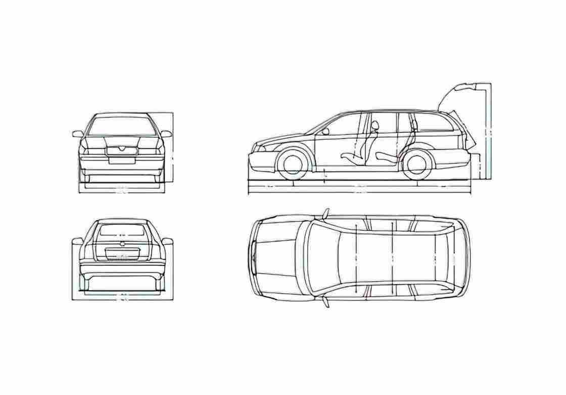 Blueprint Skoda Octavia Tour Wagon 2000 A4 Photo Print