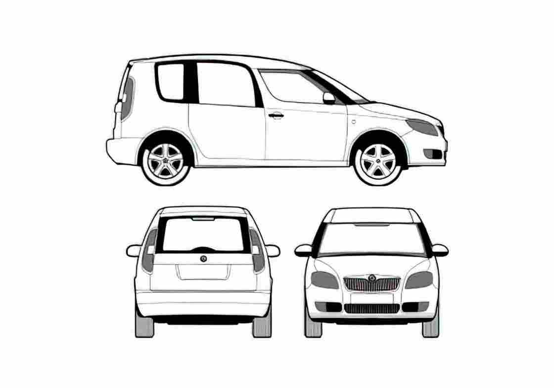 Blueprint Skoda Roomster Minivan 2007 A4 Photo Print