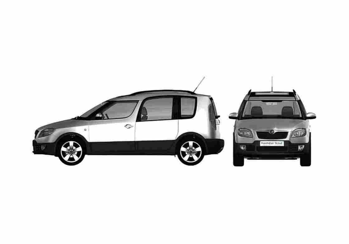 Blueprint Skoda Roomster Scout Minivan 2007 A4 Photo Print