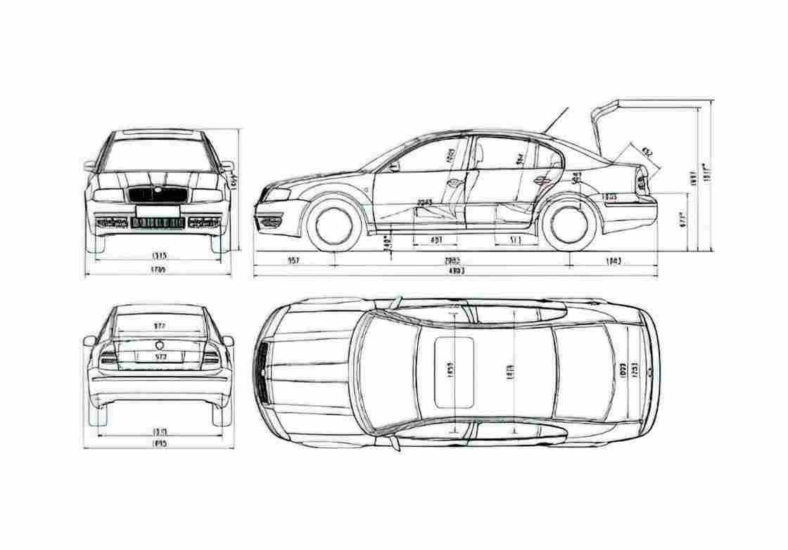 Blueprint Skoda Superb Sedan 2007 A4 Photo Print