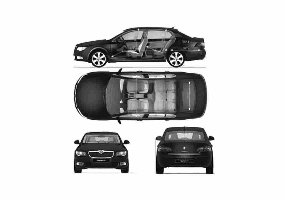 Blueprint Skoda Superb Sedan 2009 A4 Photo Print