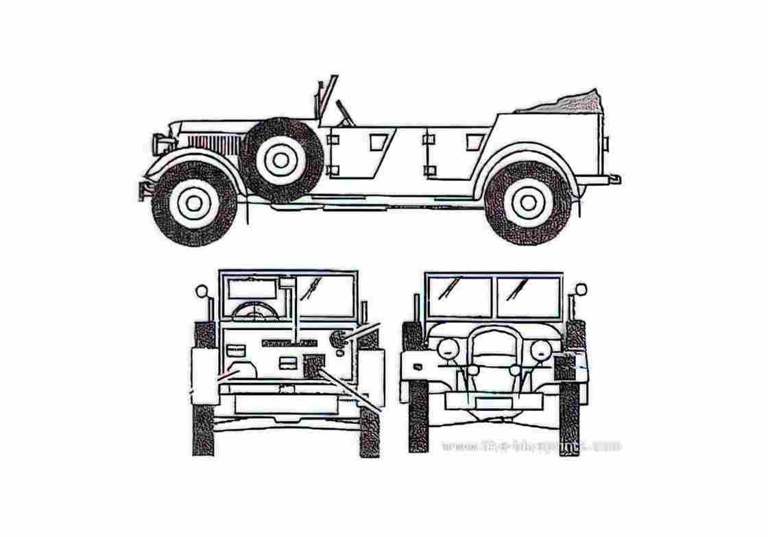Blueprint Skoda Superb Type 957 Kubelwagen Cabriolet A4 Photo Print