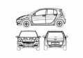 Blueprint Smart Forfour Hatchback 2005 A4 Photo Print