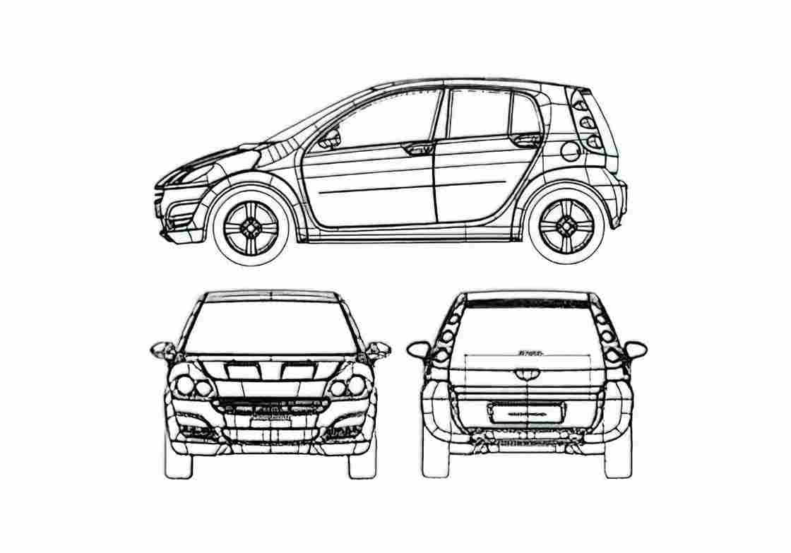 Blueprint Smart Forfour Hatchback 2005 A4 Photo Print