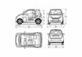 Blueprint Smart Fortwo Coupe 2007 A4 Photo Print
