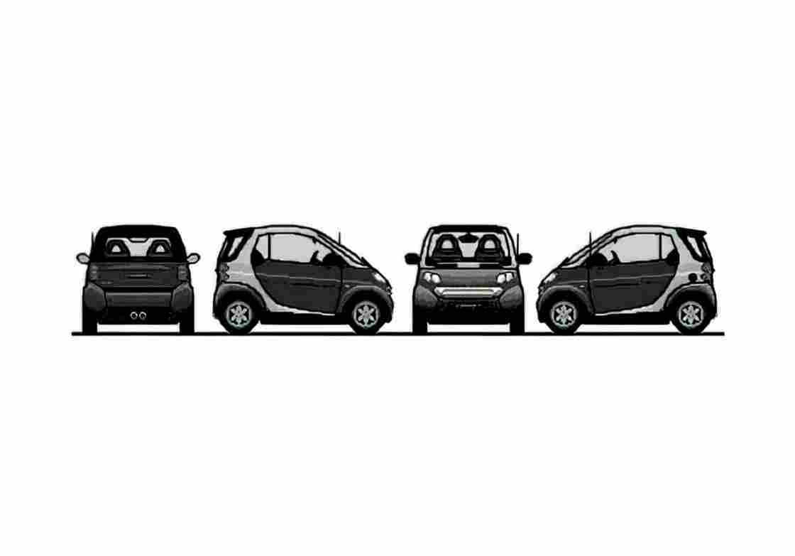 Blueprint Smart Fortwo Hatchback 1998 A4 Photo Print