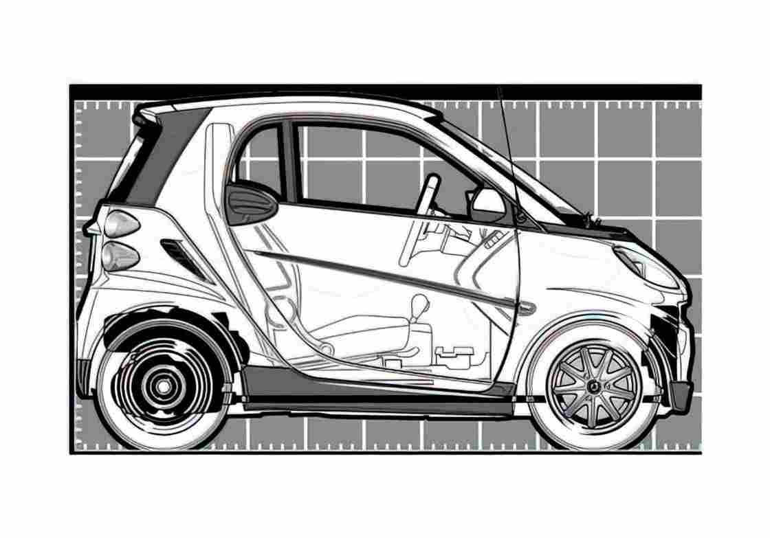 Blueprint Smart Fortwo Hatchback 2008 A4 Photo Print