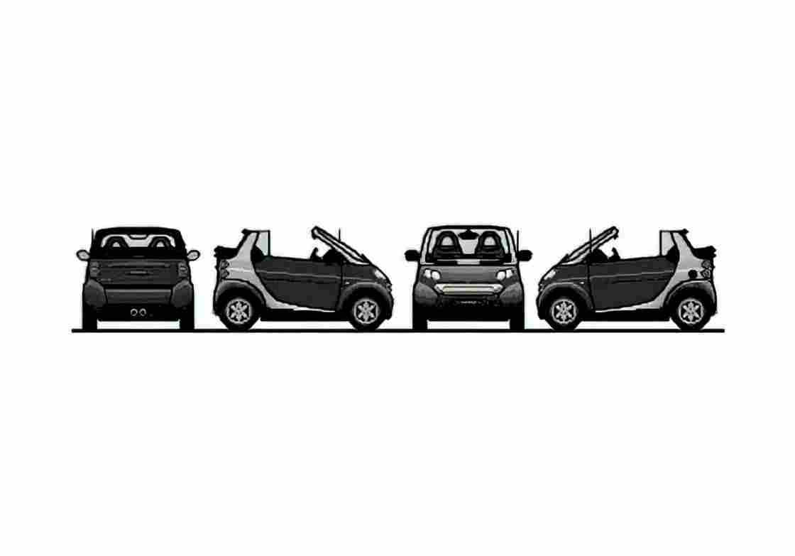 Blueprint Smart Fortwo Targa 1998 A4 Photo Print