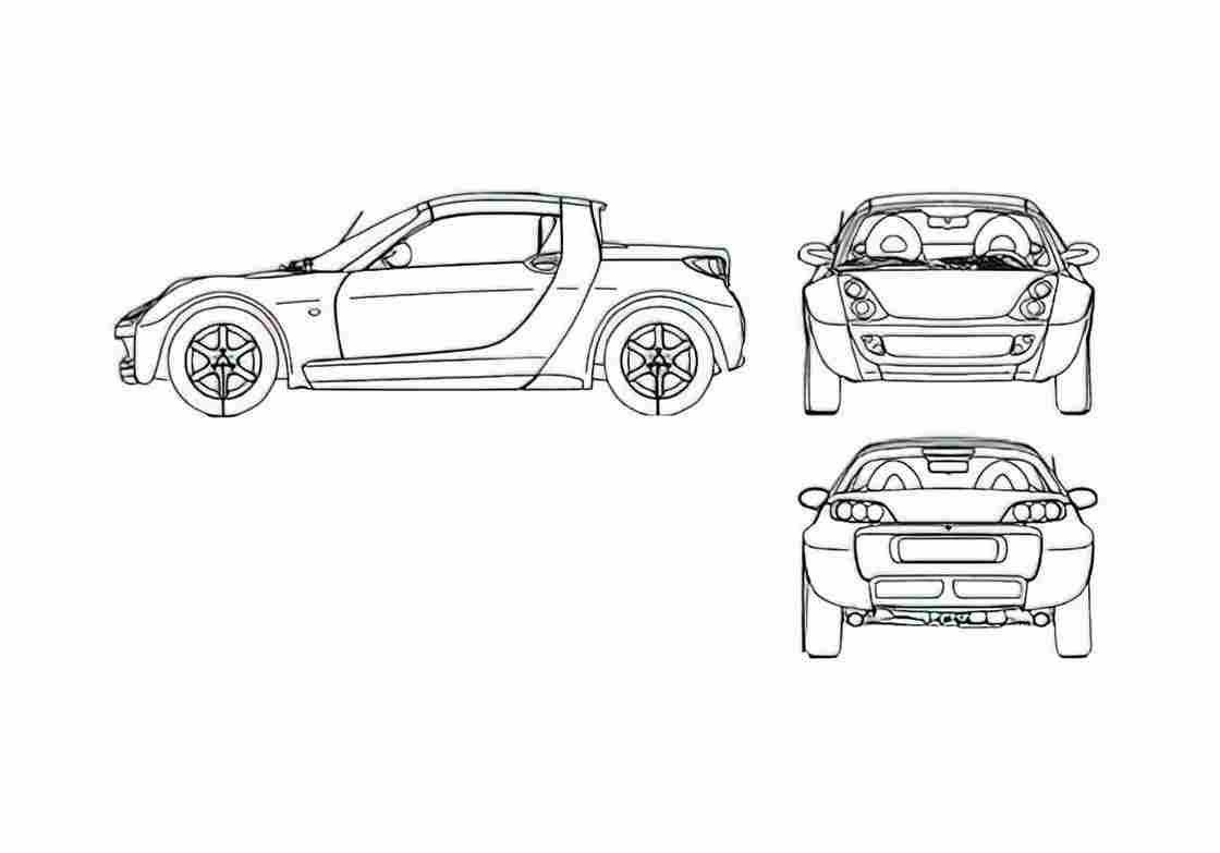 Blueprint Smart Roadster 2005 A4 Photo Print