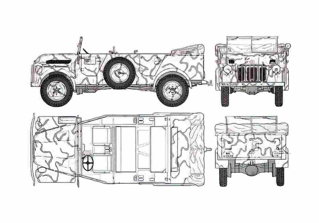 Blueprint Steyr 1500A SUV 1944 A4 Photo Print