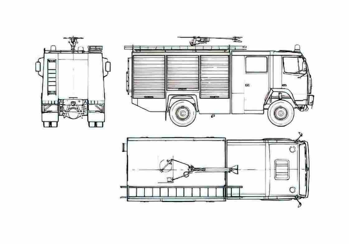 Blueprint Steyr Daimler Puch 1213S21 Rosenbauer Fire Truck 1987 A4 Photo Print
