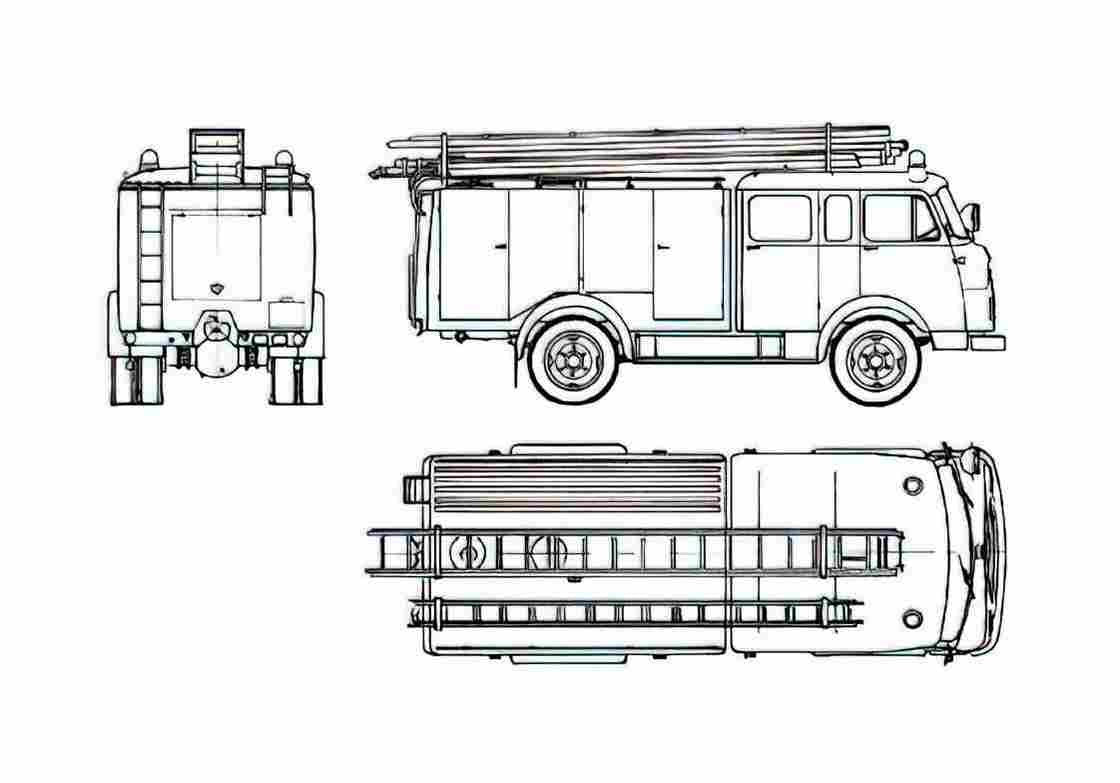 Blueprint Steyr Daimler Puch 680 Rosenbaue Fire Truck 1961 A4 Photo Print