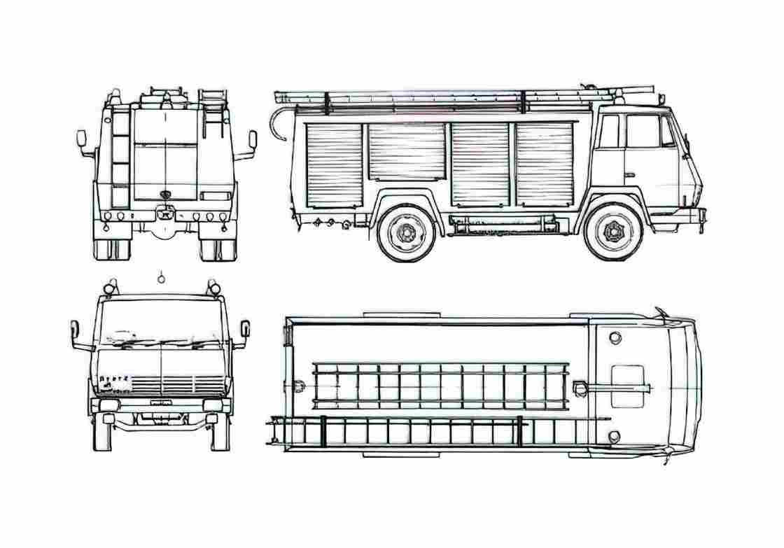 Blueprint Steyr Daimler Puch 790 Rosenbauer Fire Truck 1971 A4 Photo Print
