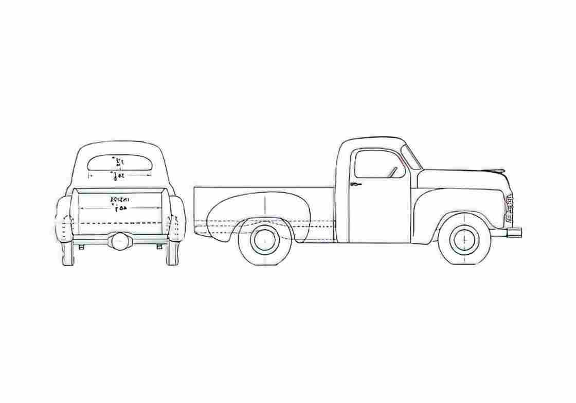 Blueprint Studebaker 2R5 Pick up 1949 A4 Photo Print