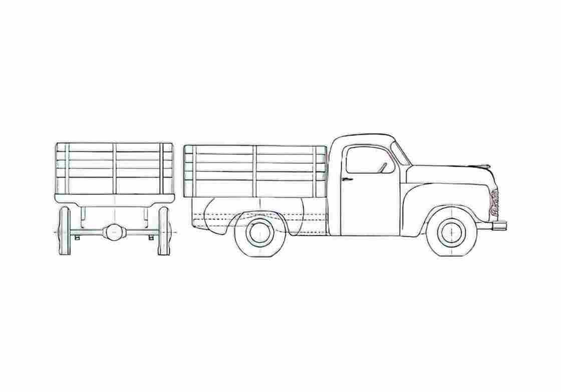 Blueprint Studebaker 2R5 Truck 1949 A4 Photo Print