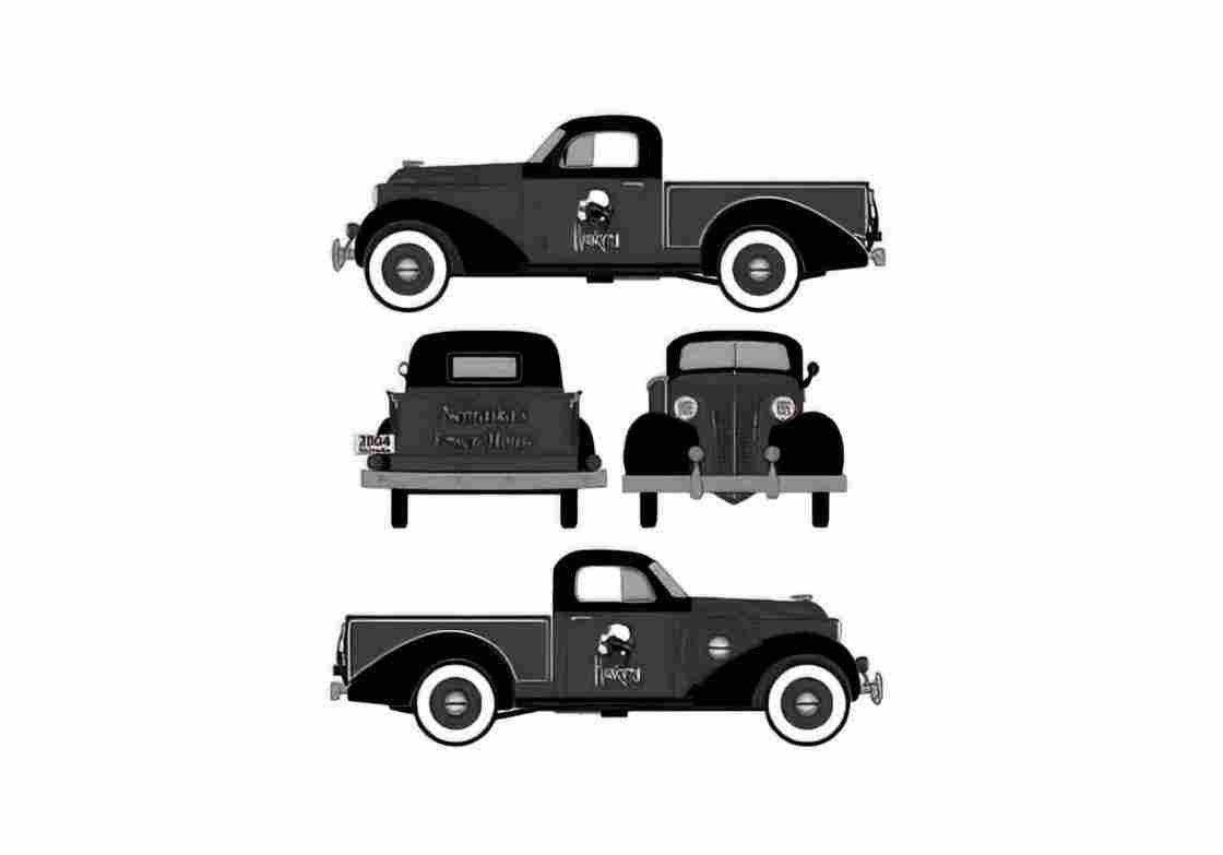 Blueprint Studebaker Pick up 1937 A4 Photo Print