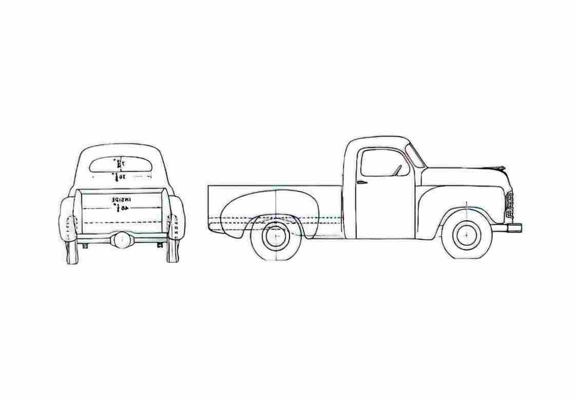 Blueprint Studebaker R Pick up 1950 A4 Photo Print