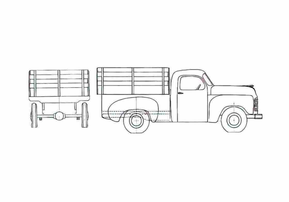 Blueprint Studebaker R Truck 1950 A4 Photo Print