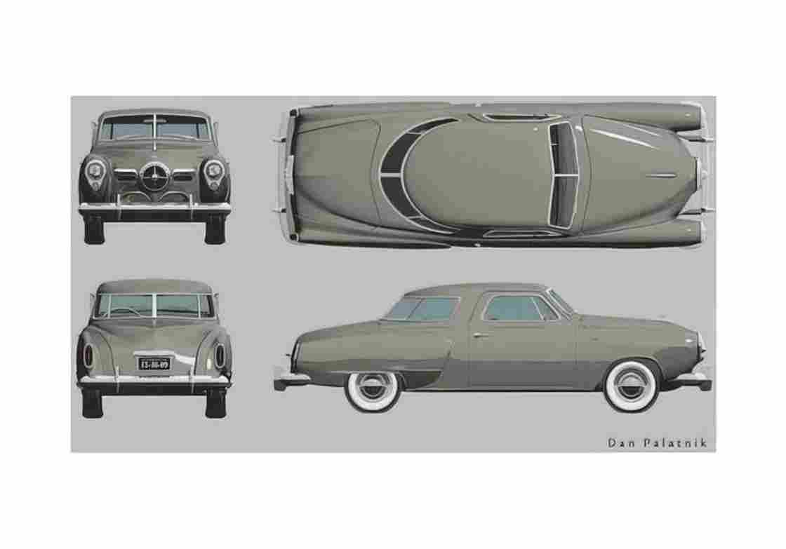 Blueprint Studebaker Starlight Coupe 1950 A4 Photo Print