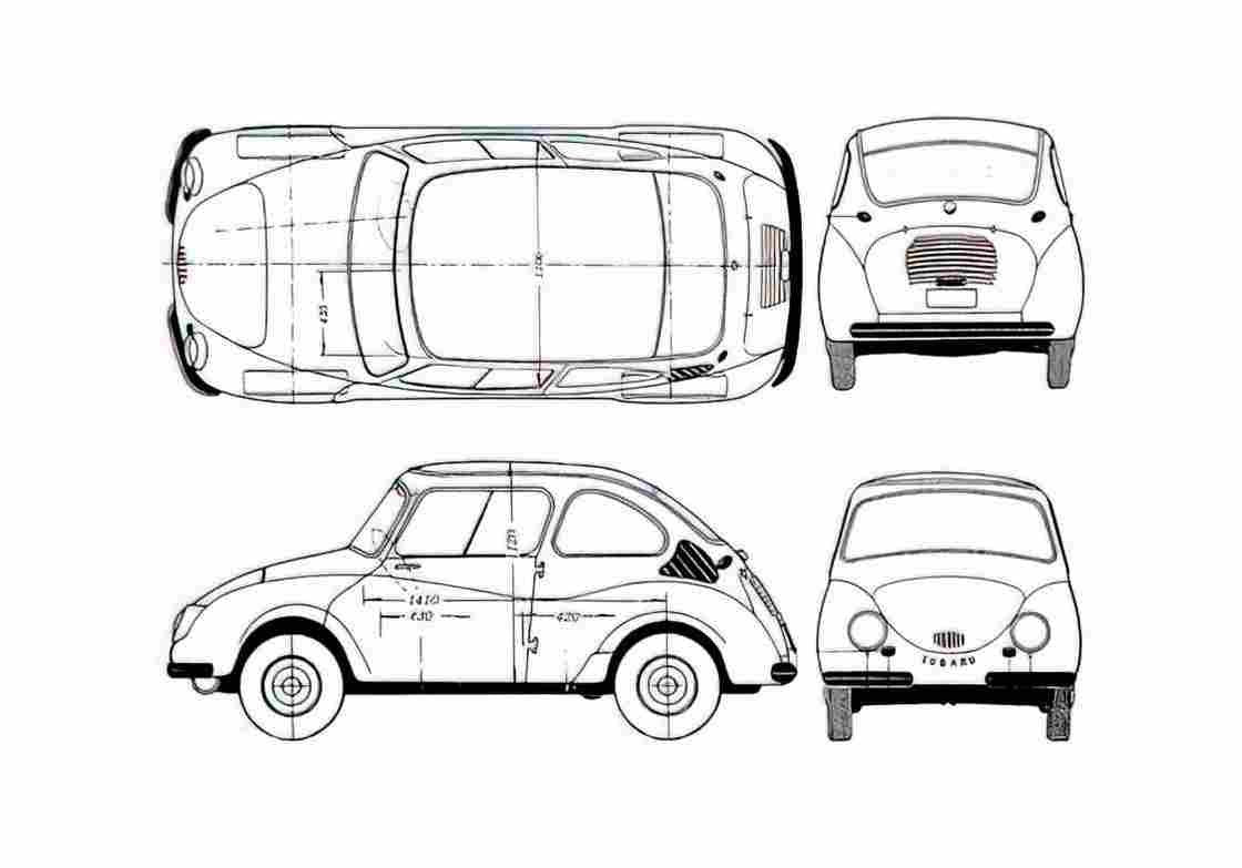 Blueprint Subaru 360 Deluxe K111 Hatchback 1959 A4 Photo Print