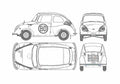 Blueprint Subaru 360 Hatchback 1960 A4 Photo Print