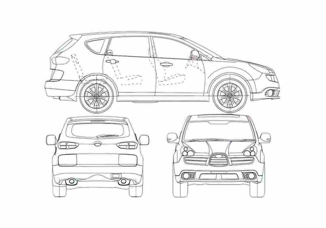 Blueprint Subaru B9 Tribeca Minivan 2007 A4 Photo Print