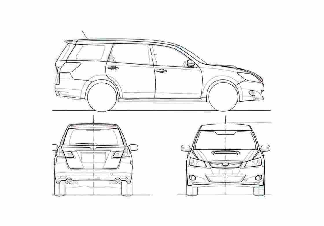 Blueprint Subaru Exiga Minivan 2008 A4 Photo Print