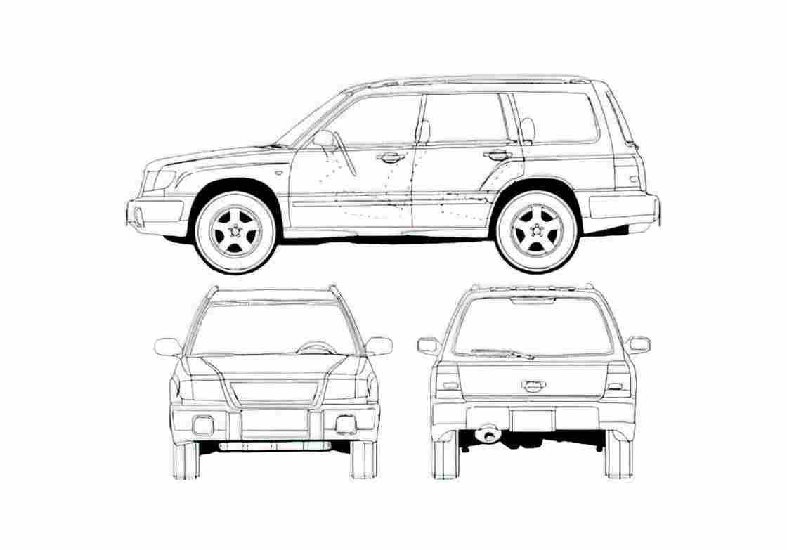 Blueprint Subaru Forester SUV 1997 A4 Photo Print