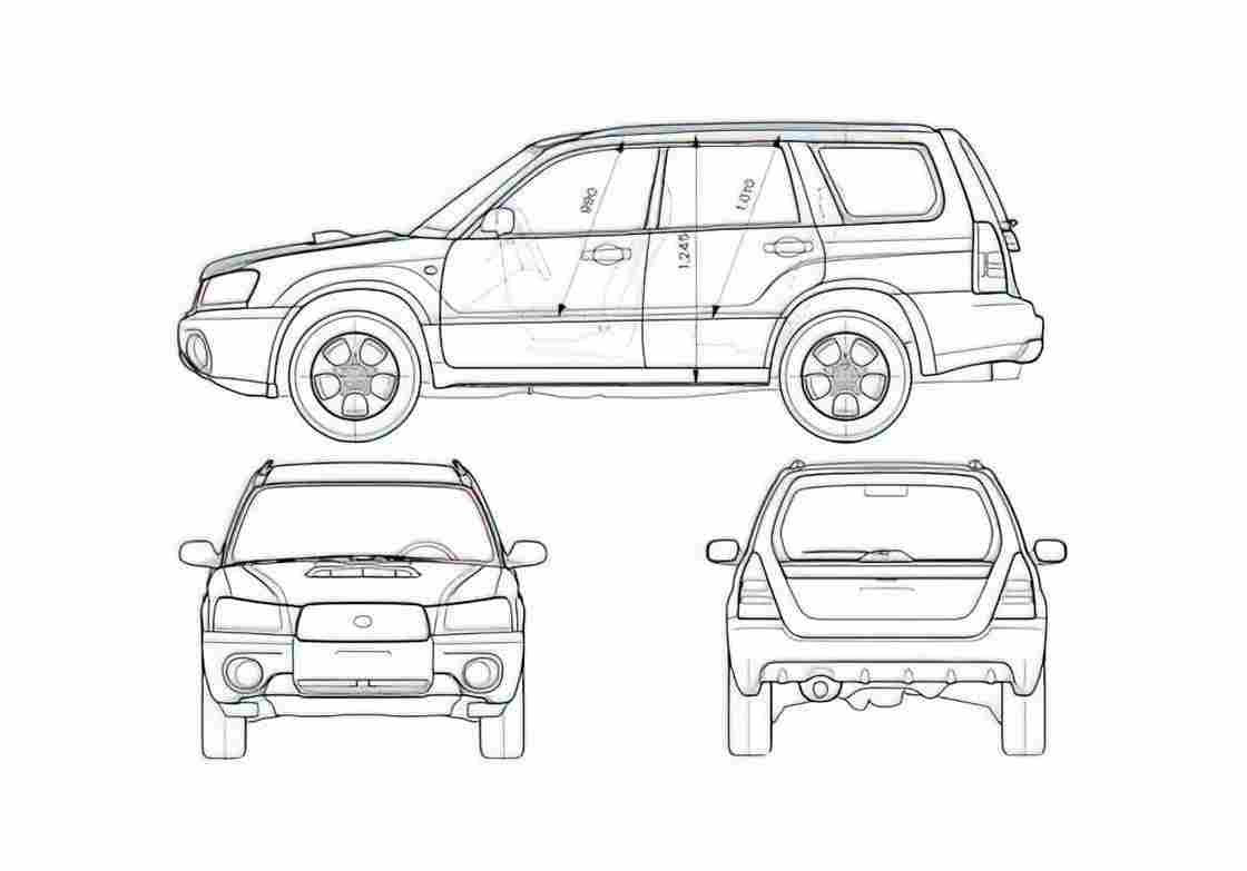 Blueprint Subaru Forester SUV 2003 A4 Photo Print