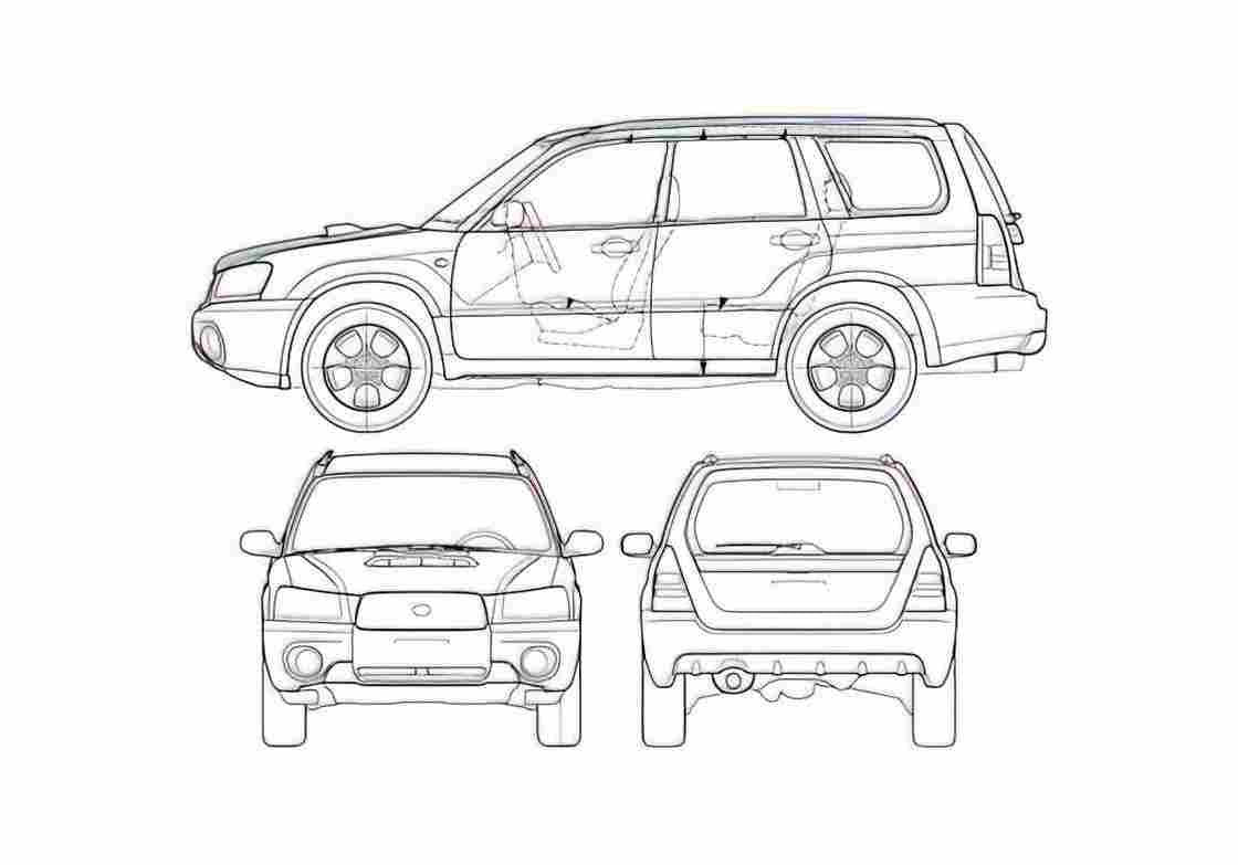 Blueprint Subaru Forester SUV 2005 A4 Photo Print