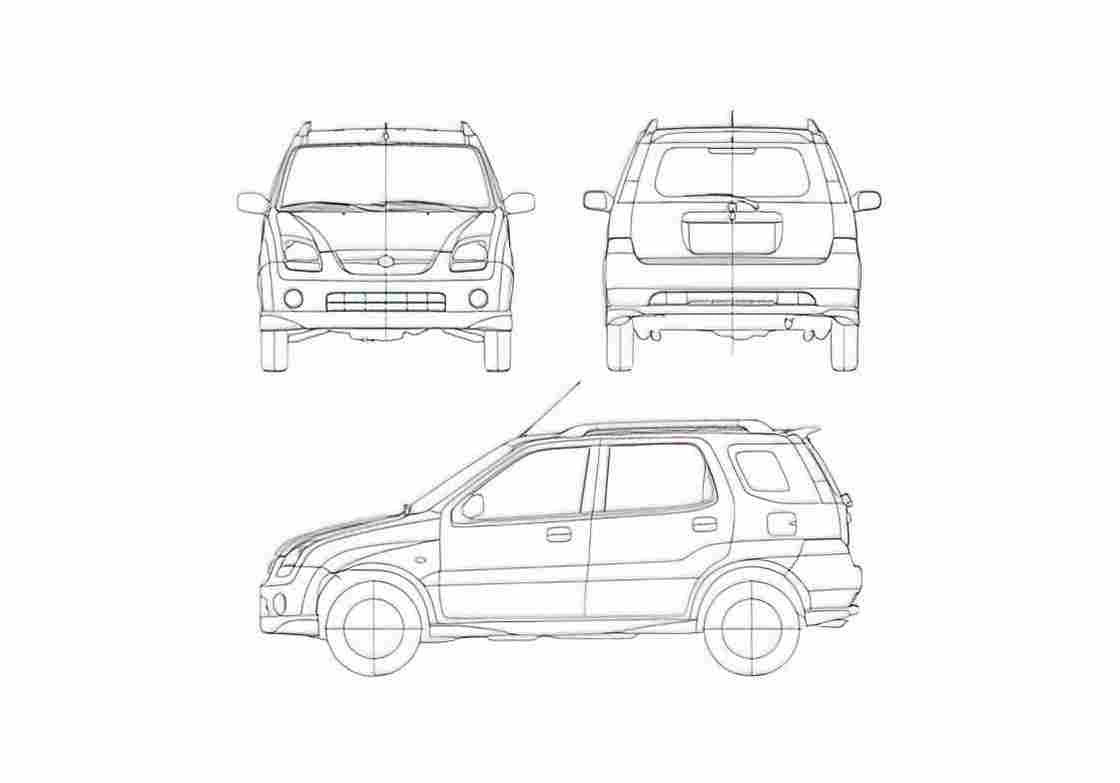 Blueprint Subaru G3X Justy Sedan 2005 A4 Photo Print