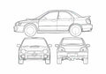 Blueprint Subaru Impreza 4 door Sedan 2000 A4 Photo Print