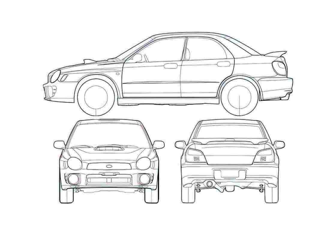 Blueprint Subaru Impreza 4 door Sedan 2000 A4 Photo Print