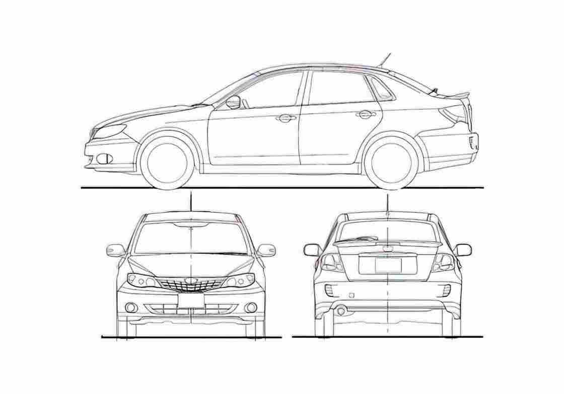 Blueprint Subaru Impreza B3 Anesis Sedan 2009 A4 Photo Print