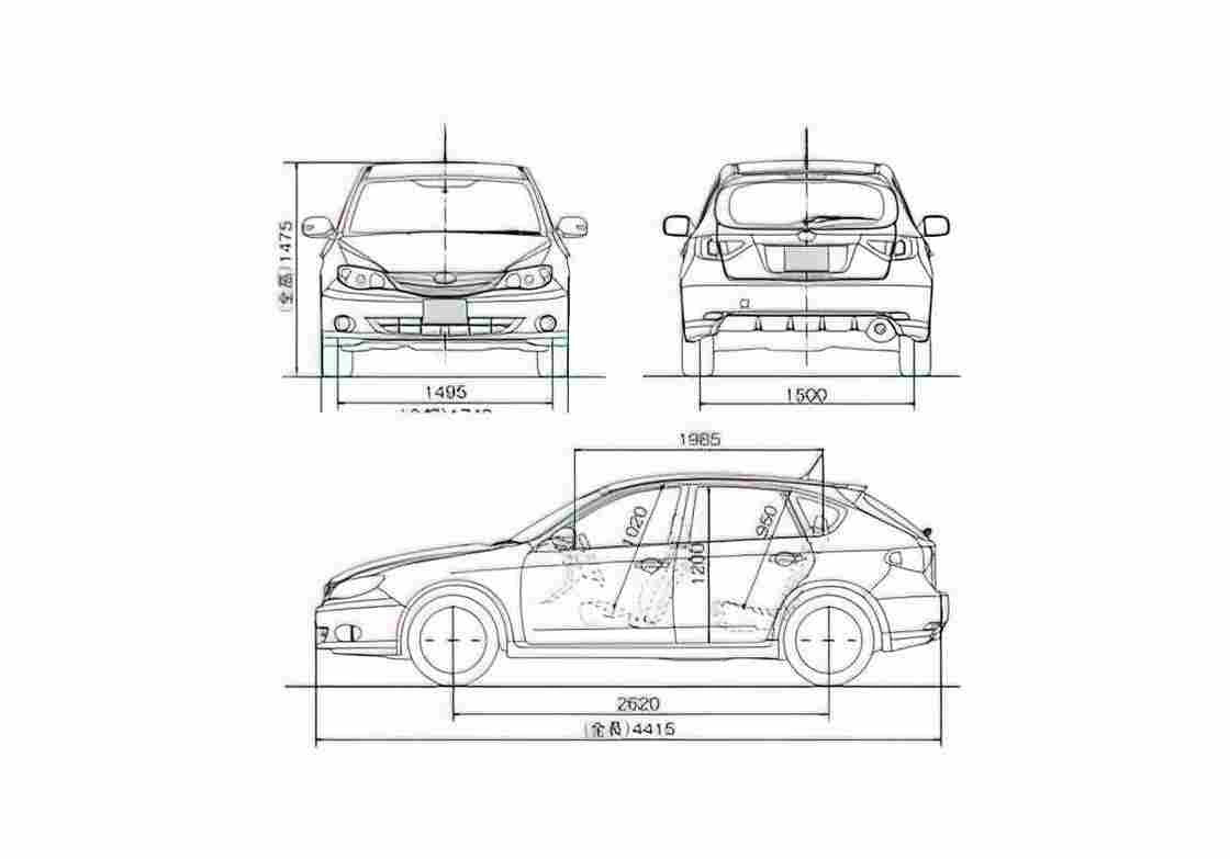 Blueprint Subaru Impreza Hatchback 2010 A4 Photo Print