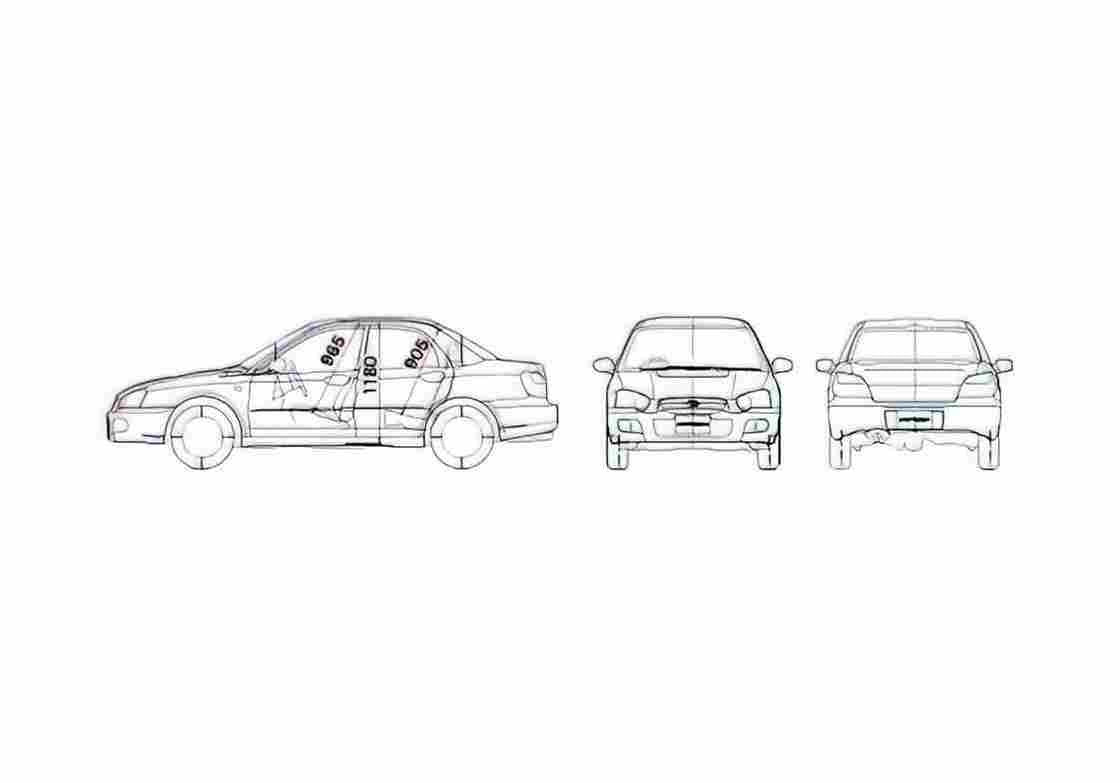 Blueprint Subaru Impreza Sedan 2005 A4 Photo Print