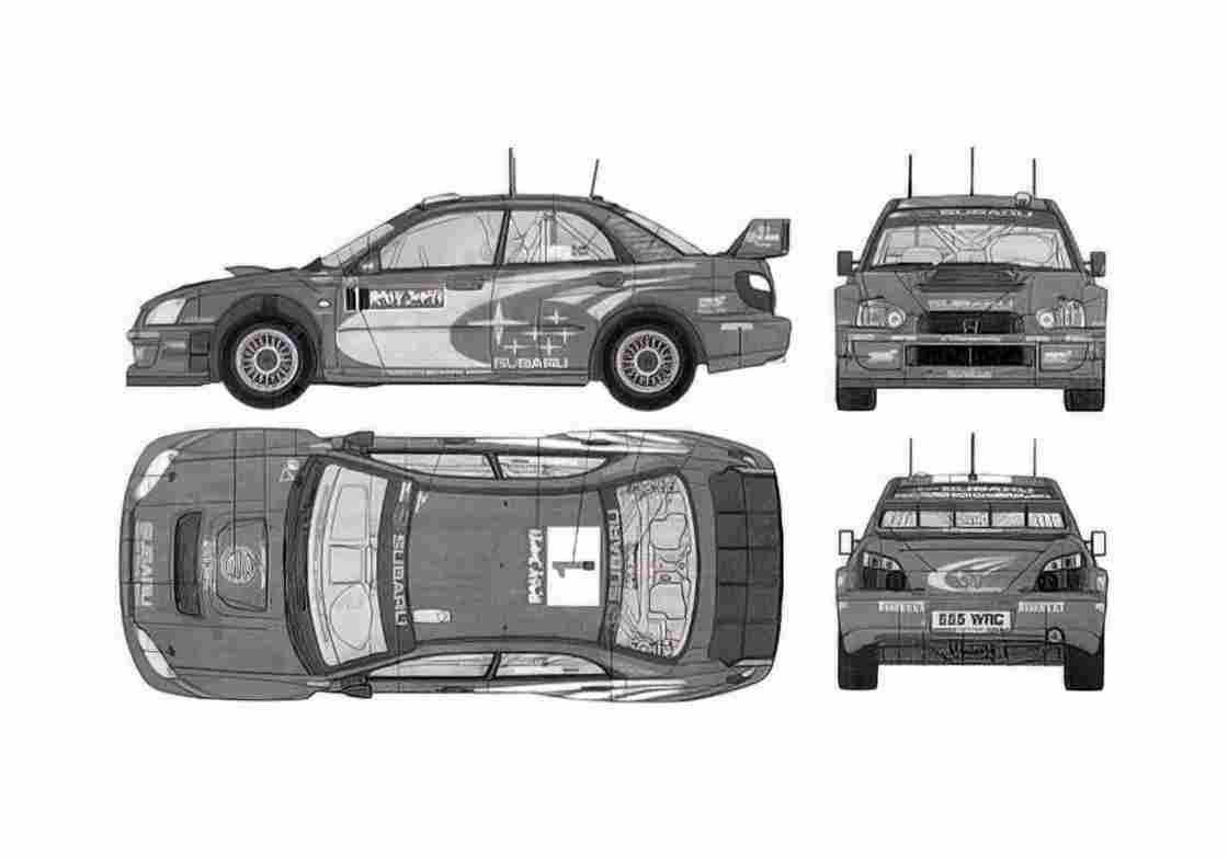 Blueprint Subaru Impreza WRC Rally Sedan 2004 A4 Photo Print