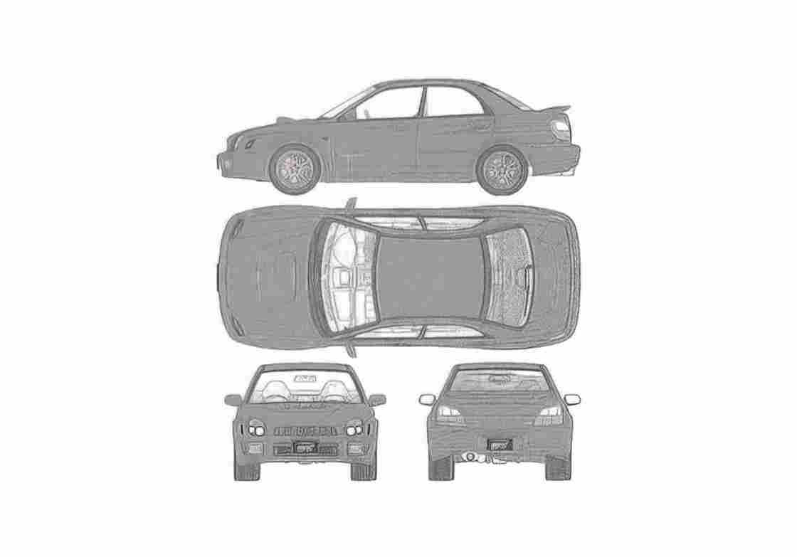 Blueprint Subaru Impreza WRC STI Sedan 2002 A4 Photo Print