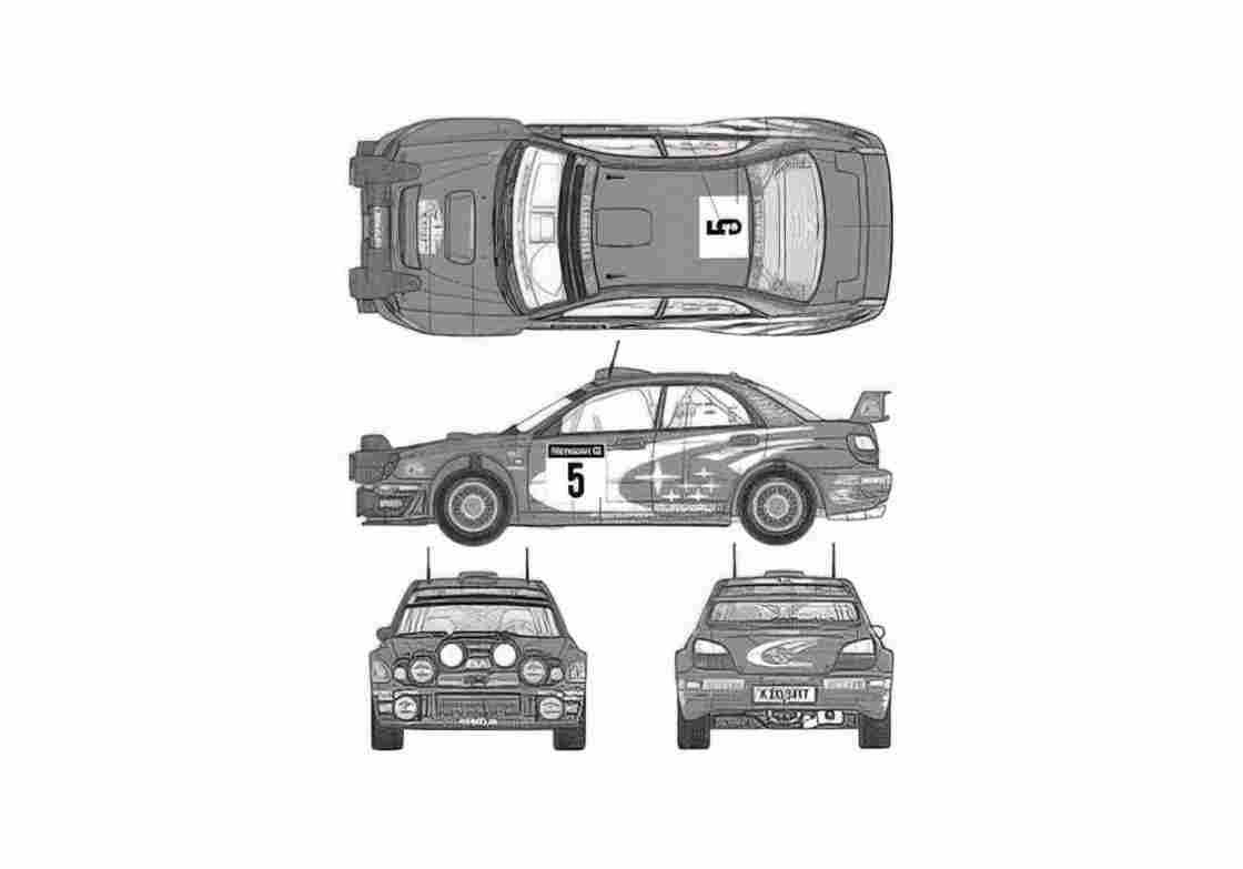 Blueprint Subaru Impreza WRC Sedan 2001 A4 Photo Print