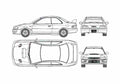 Blueprint Subaru Impreza WRX 2 door Coupe 1996 A4 Photo Print
