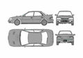 Blueprint Subaru Impreza WRX 4 door Sedan 1996 A4 Photo Print