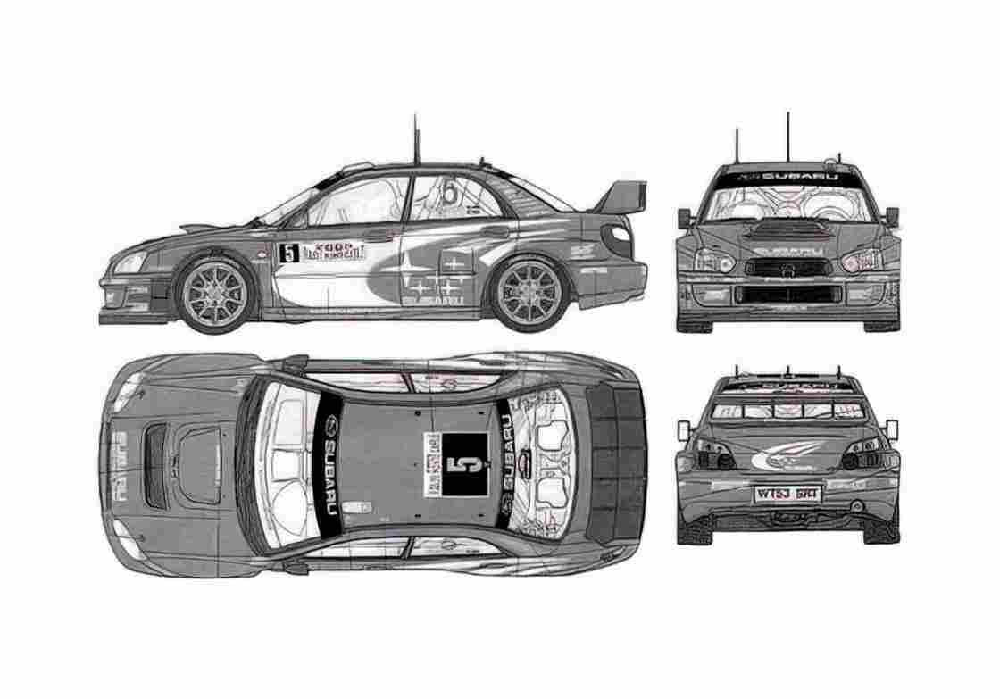 Blueprint Subaru Impreza WRX Monte Carlo Sedan 2005 A4 Photo Print