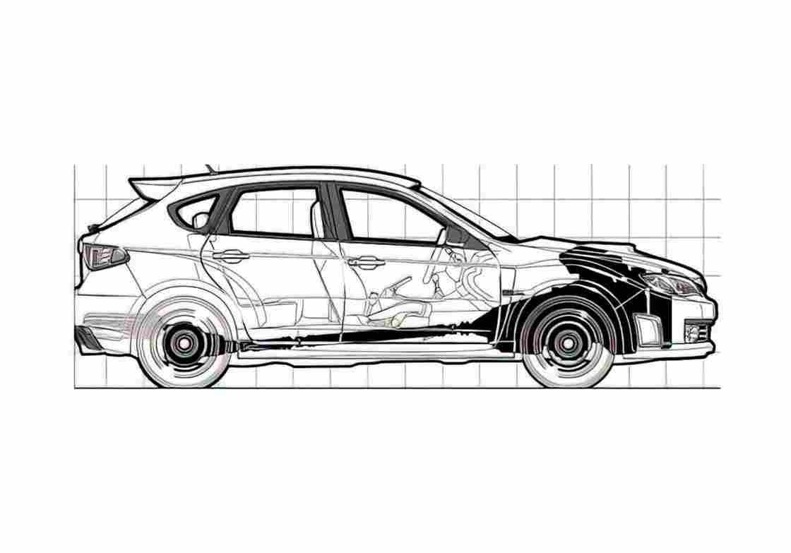 Blueprint Subaru Impreza WRX STi Hatchback 2008 A4 Photo Print