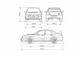 Blueprint Subaru Impreza WRX STi Sedan 1992 A4 Photo Print