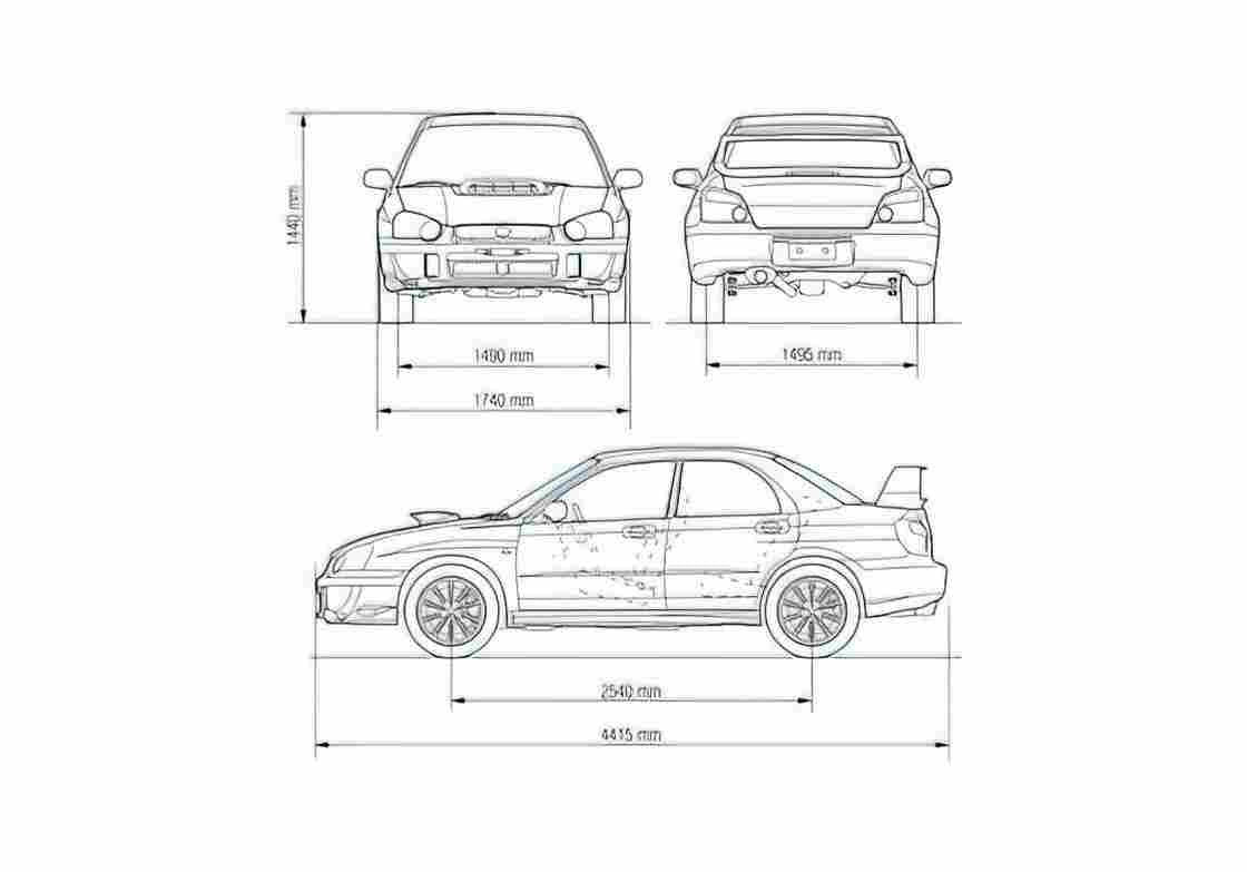 Blueprint Subaru Impreza WRX STi Sedan 1992 A4 Photo Print