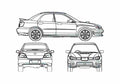 Blueprint Subaru Impreza WRX STi Sedan 2007 A4 Photo Print
