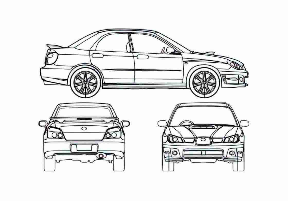 Blueprint Subaru Impreza WRX STi Sedan 2007 A4 Photo Print