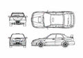 Blueprint Subaru Impreza WRX STi Typera Sedan 2006 A4 Photo Print